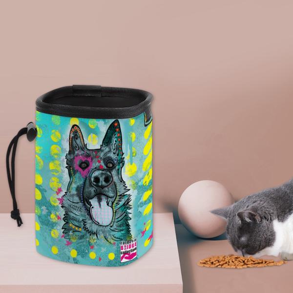 NomNom Bag Eddy - Leckerchenbeutel, Leckerli, Futterbeutel, bunt, Oxfordstoff, Mix, Mischling, Deutscher Schäferhund